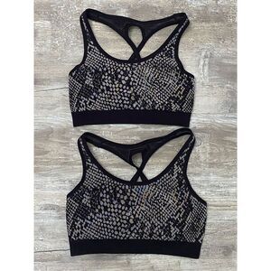 NUX Stretch Snakeskin Racerback Sports Bra Size XS Lot of 2
